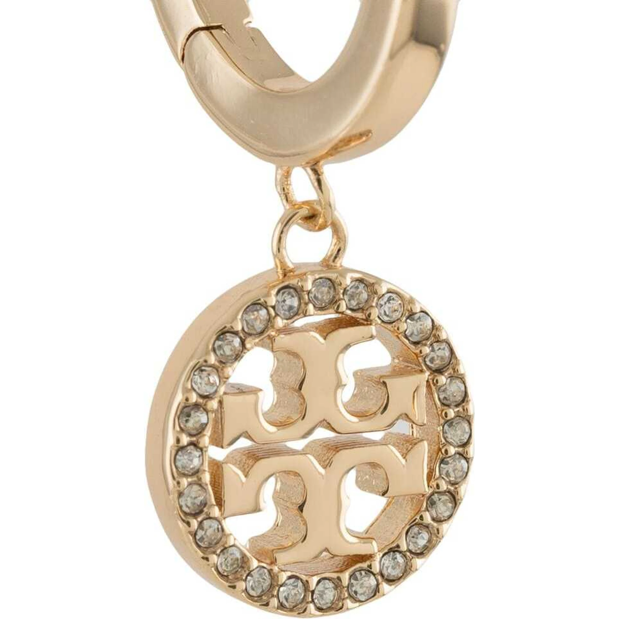 Icon Gold-Colored Hoop Earrings with Crystals in Brass Woman