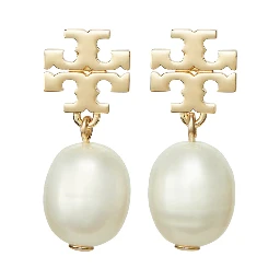 Kira Gold Colored Hoop Earings with Pearl Detail in Metal Woman