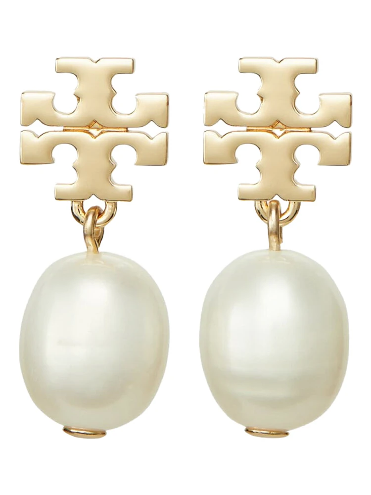 Kira Gold Colored Hoop Earings with Pearl Detail in Metal Woman