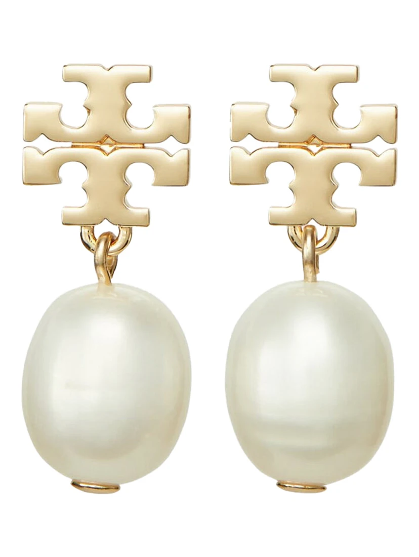 Kira Gold Colored Hoop Earings with Pearl Detail in Metal Woman