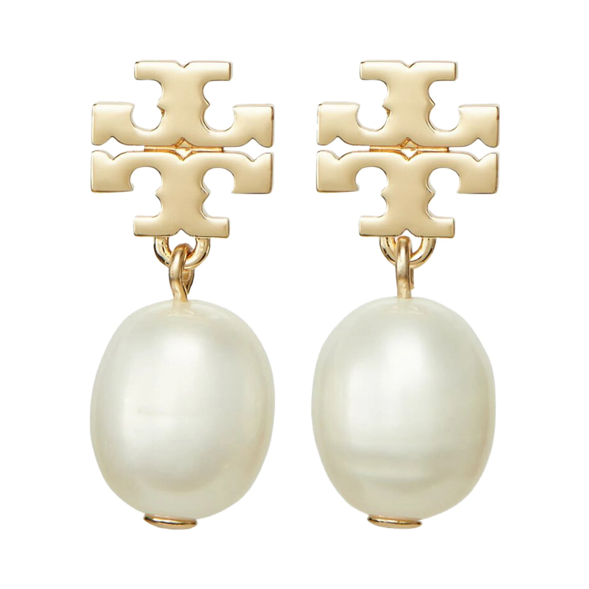 Kira Gold Colored Hoop Earings with Pearl Detail in Metal Woman