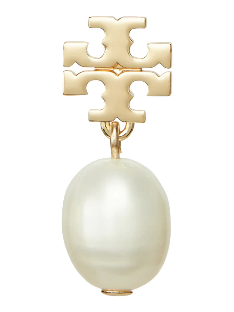 Kira Gold Colored Hoop Earings with Pearl Detail in Metal Woman alternative