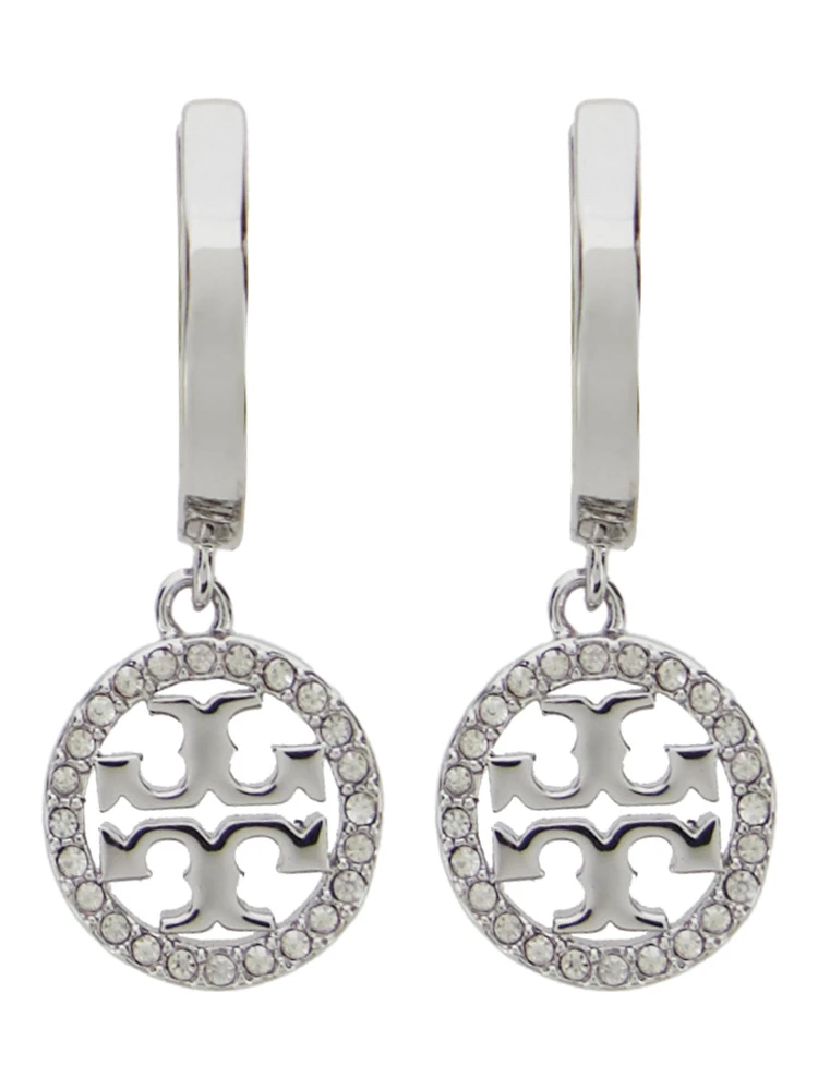 Icon Metallic Earings with Double T Logo Charm in Silver Plated Brass Blend Woman