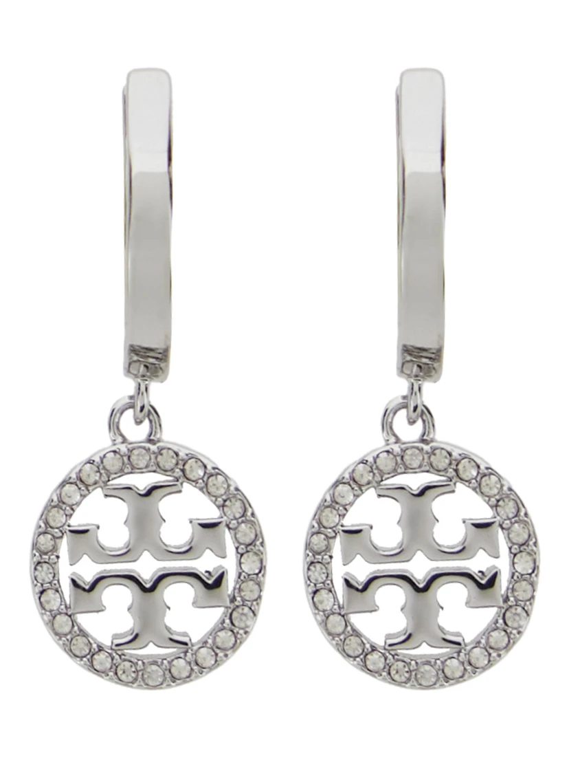 Icon Metallic Earings with Double T Logo Charm in Silver Plated Brass Blend Woman