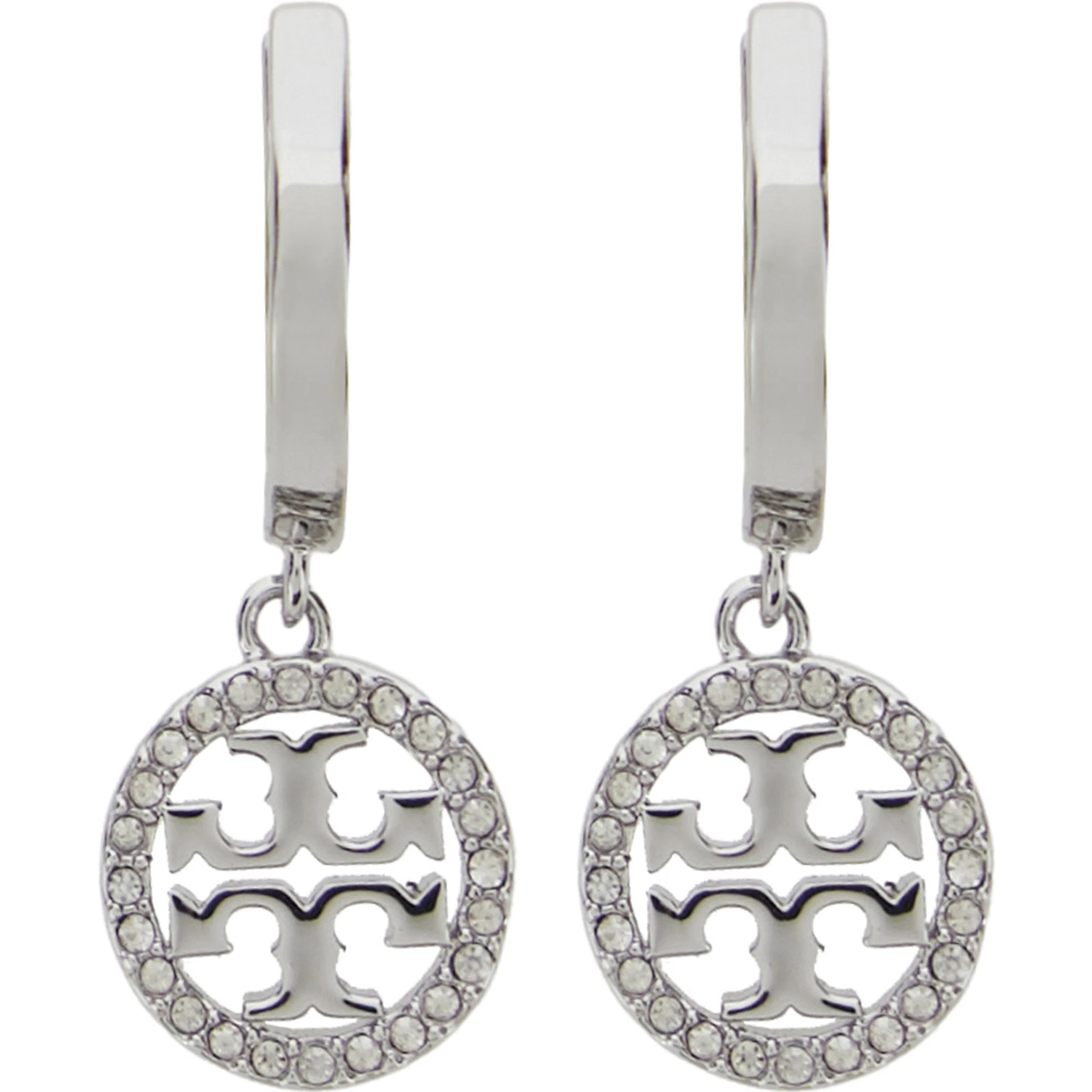 Icon Metallic Earings with Double T Logo Charm in Silver Plated Brass Blend Woman