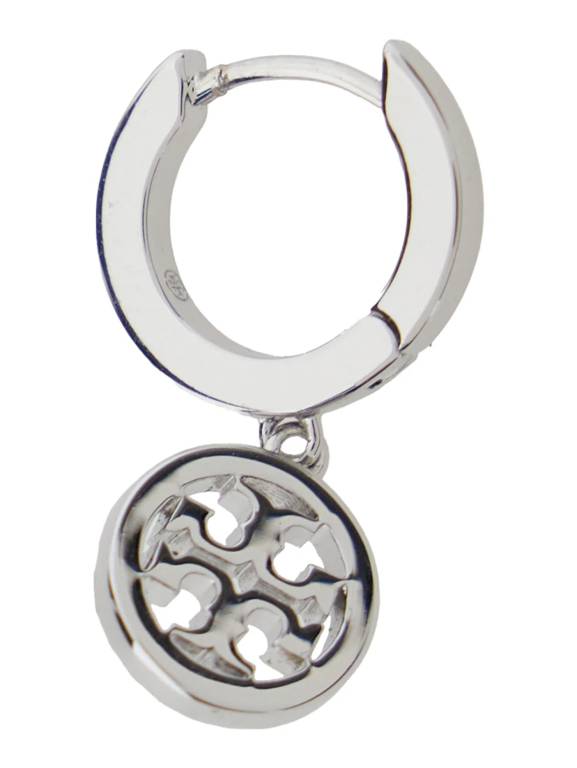 Icon Metallic Earings with Double T Logo Charm in Silver Plated Brass Blend Woman