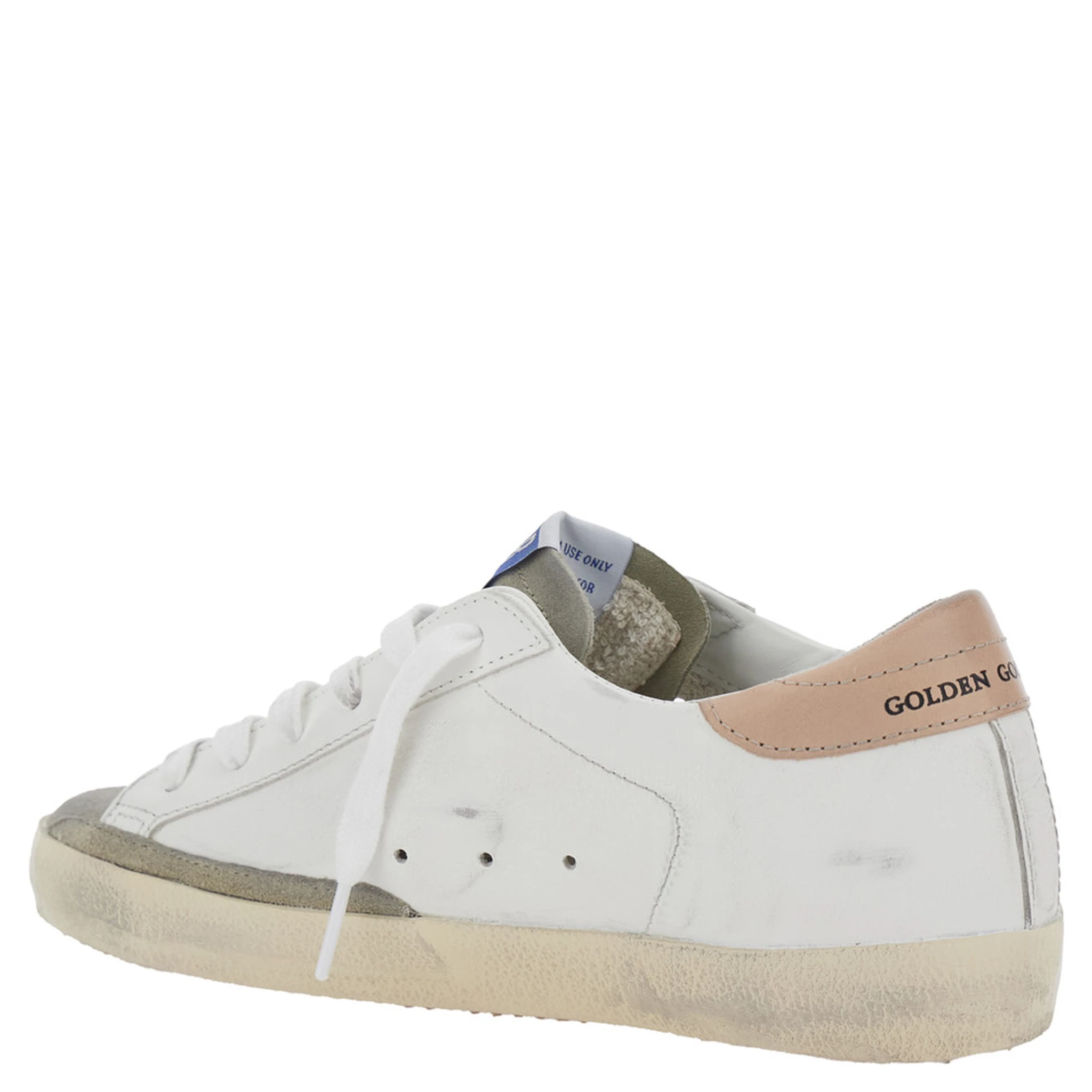 Superstar White Low Top Sneakers with Glittered Star Patch and Laminated Heel with Logo Lettering in Leather Woman