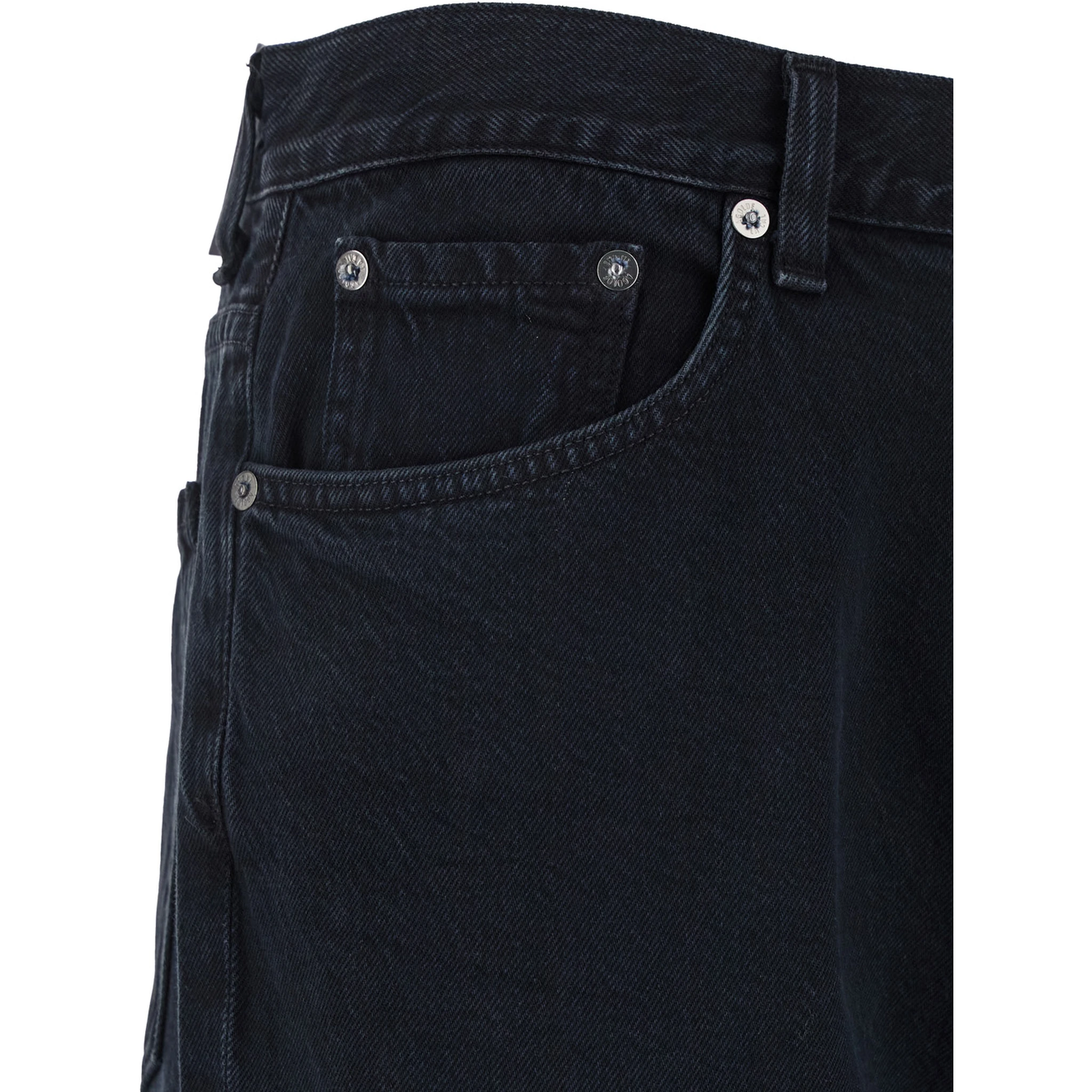 Curtise Black Jeans with Logo Patch on the Rear in Denim Man
