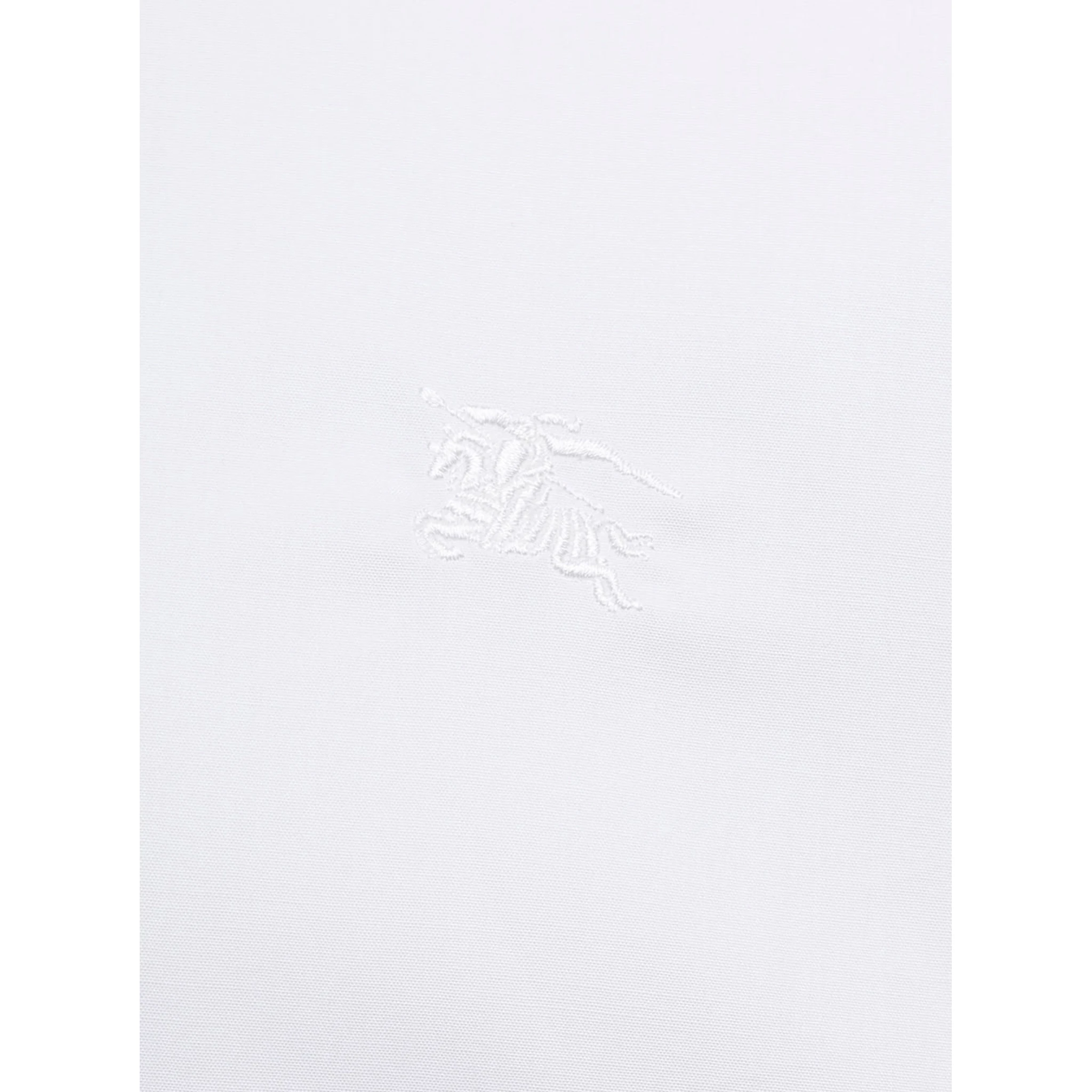 White Long Sleeve Shirt with Tonal Logo Embroidery in Stretch Cotton Man