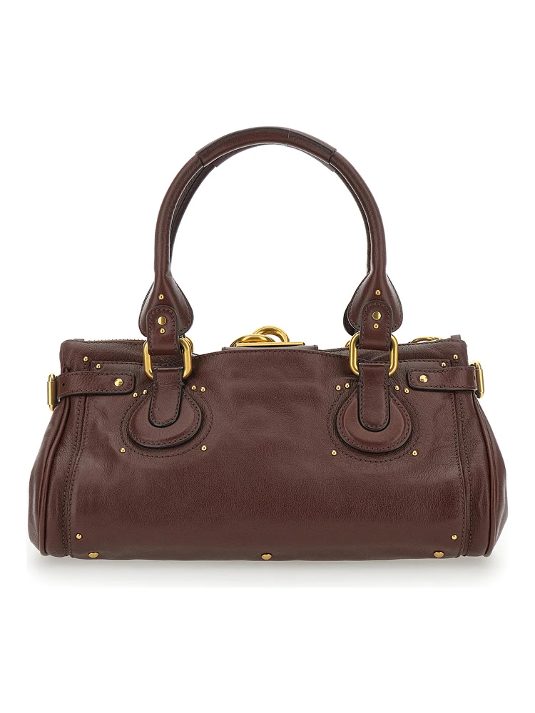 Paddington Brown Shoulder Bag with Oversized Padlock and C-Shaped Buckles in Grainy Leather Woman alternative