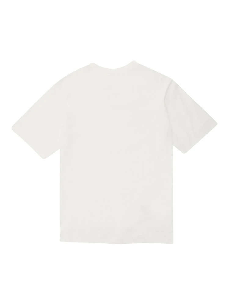 White Crewneck T-Shirt with Logo Lettering Print in Cotton Boy alternative