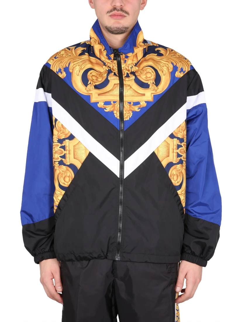 WINDPROOF JACKET WITH BAROQUE PRINT