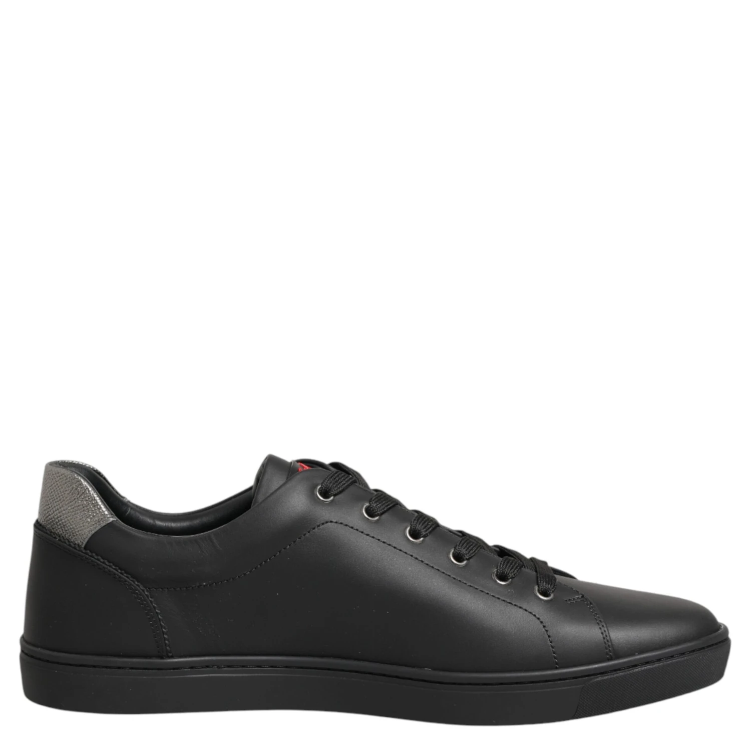 Black Leather Heart Embellished Sneakers Shoes