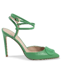 Green Leather High Heel Pumps
