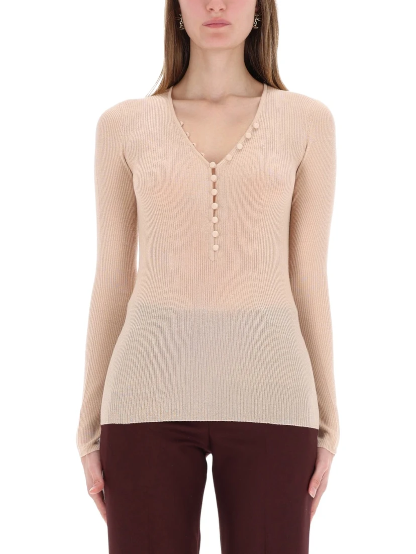 RIBBED KNIT WITH BUTTONS