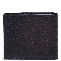 Saint Laurent Mans Bifold Black Leather Wallet with Logo