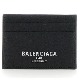 Black Card Holder with Logo Lettering on the Front in Grained Leather Man