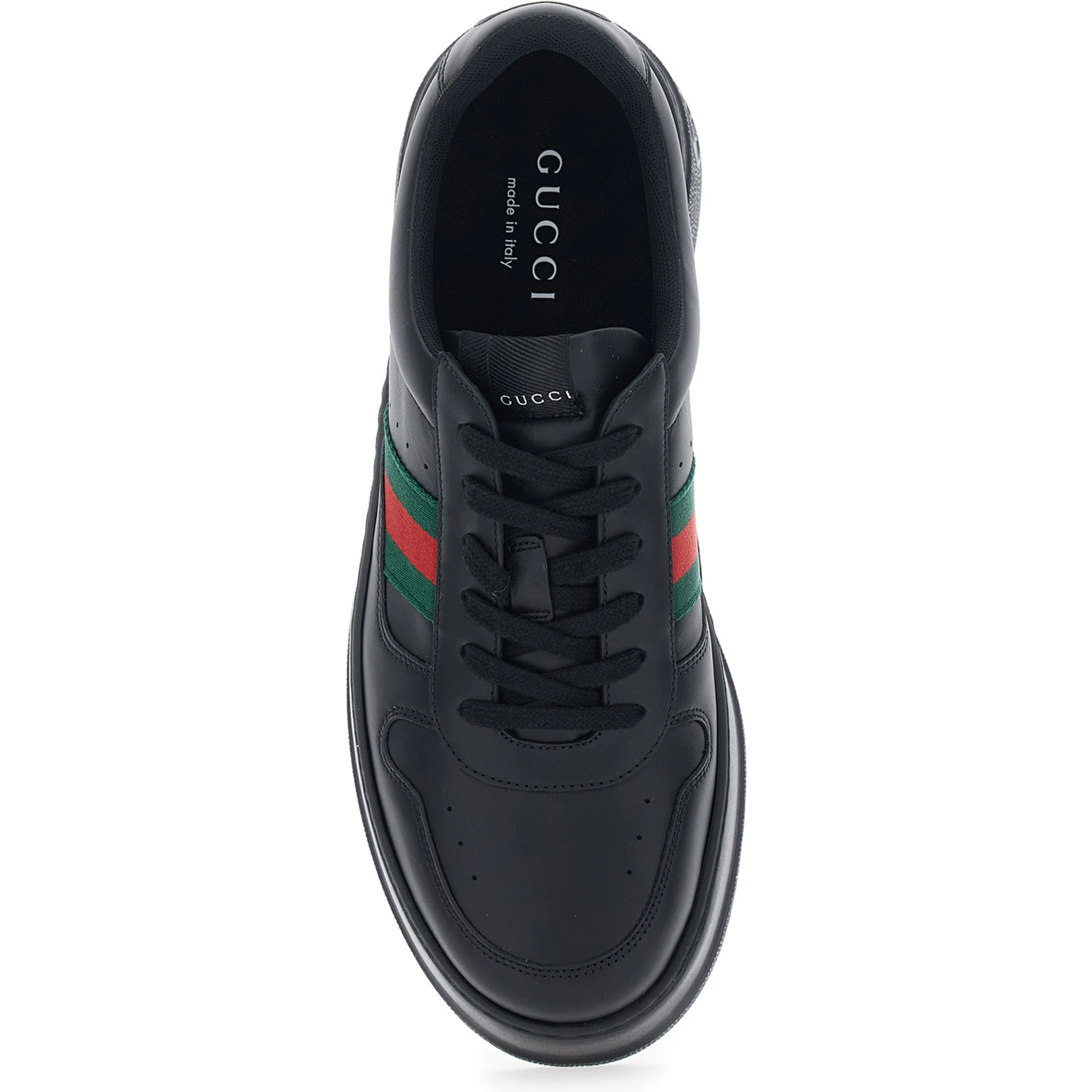 Black Sneakers with Web Detail and Oversized Sole in Leather Man