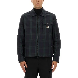 CHECKED COTTON GABARINE SHIRT JACKET