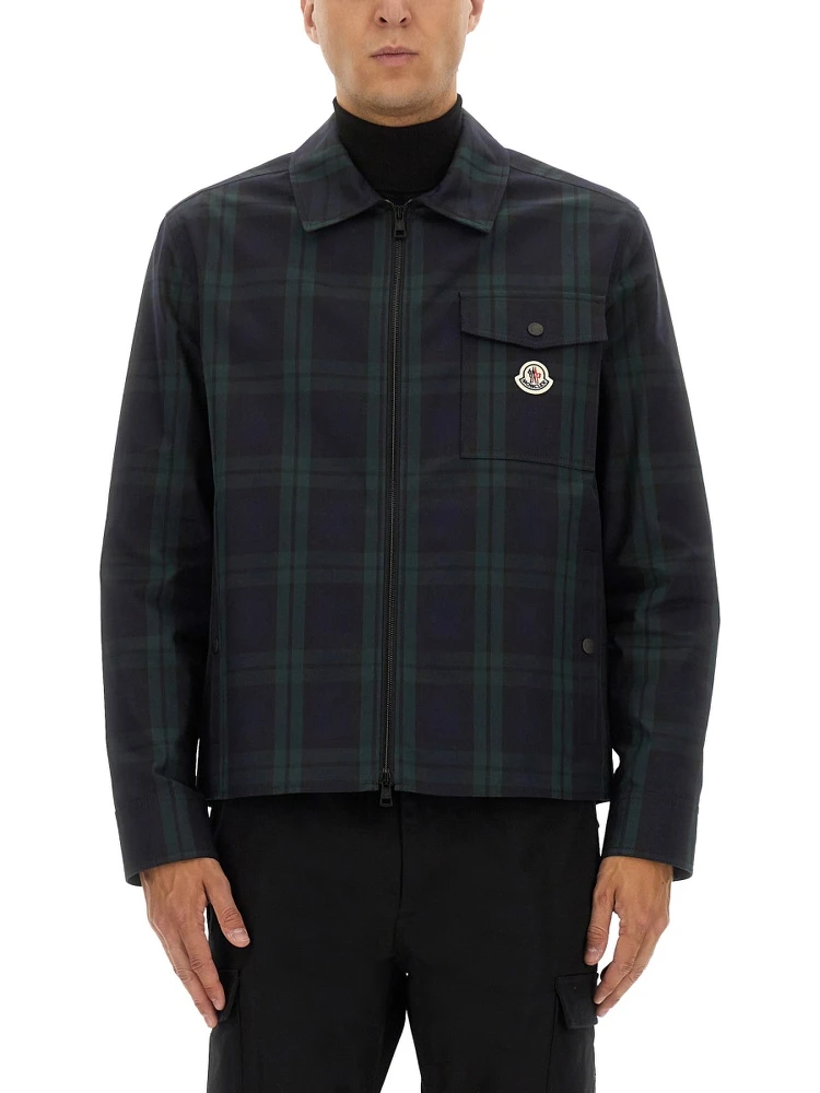 CHECKED COTTON GABARINE SHIRT JACKET