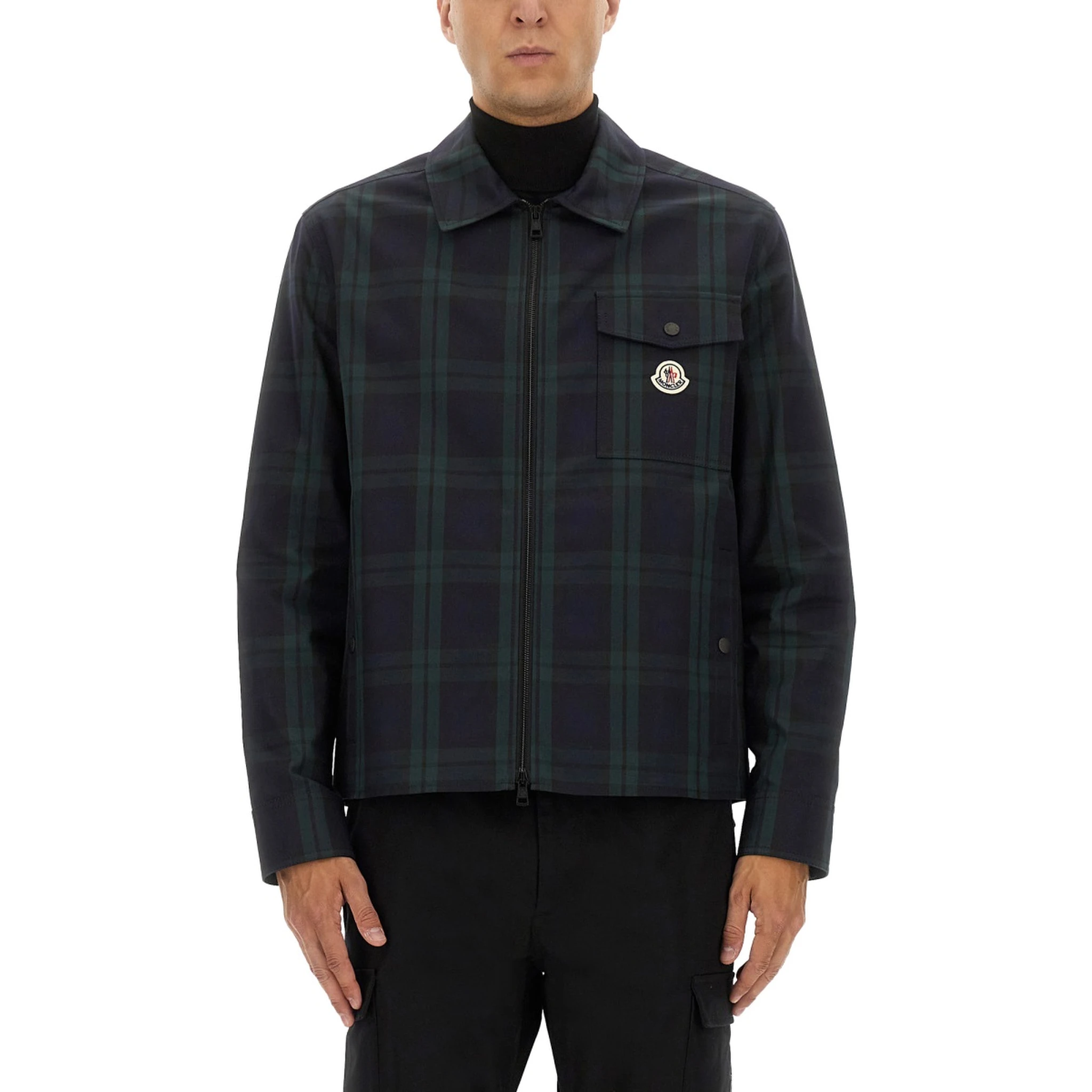 CHECKED COTTON GABARINE SHIRT JACKET