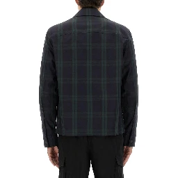 CHECKED COTTON GABARINE SHIRT JACKET