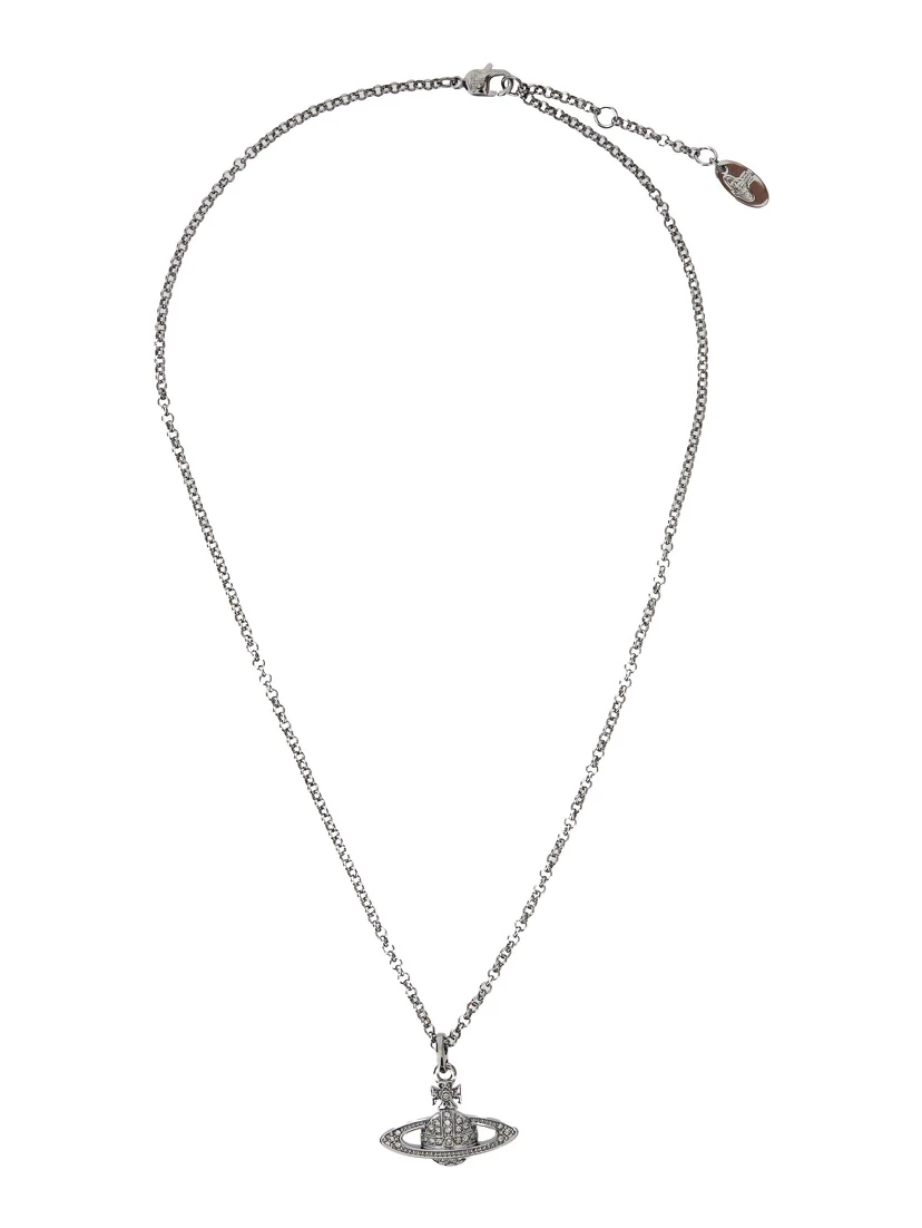 Silver-Colored Necklace with Orb Pendant in Brass Woman