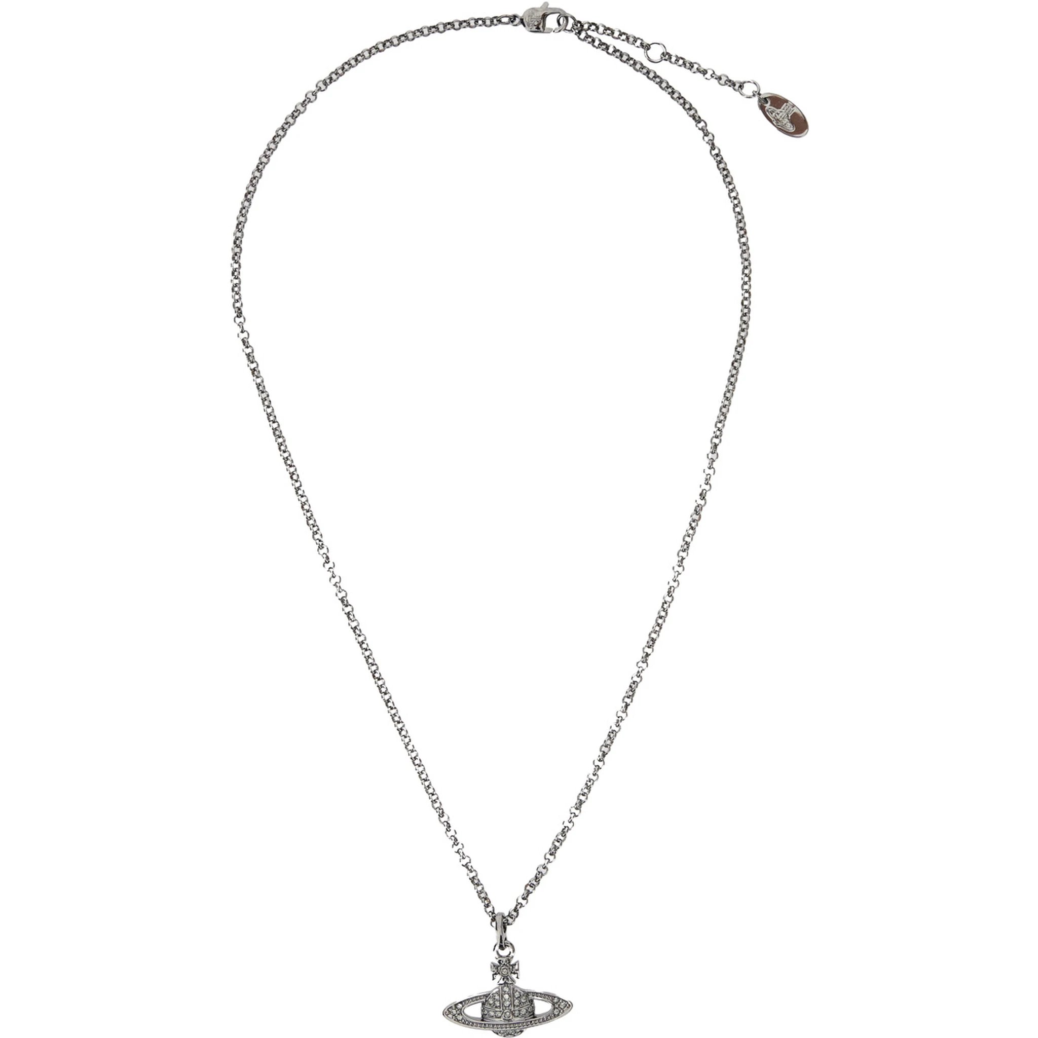 Silver-Colored Necklace with Orb Pendant in Brass Woman