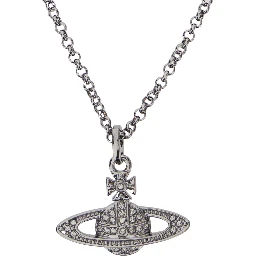 Silver-Colored Necklace with Orb Pendant in Brass Woman