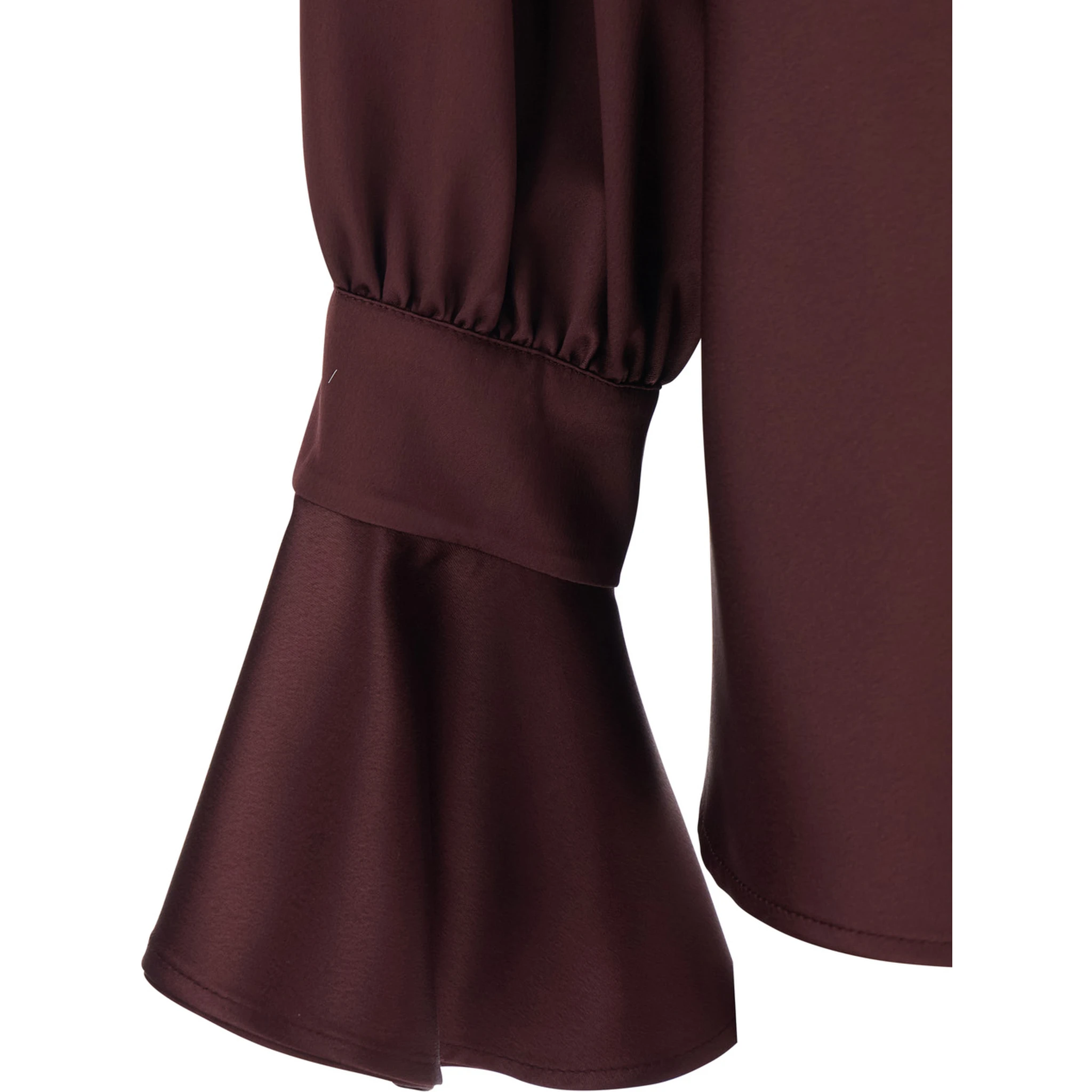 Filipa Bordeaux Blouse with Draped Neckline and Flared Cuffs in Tech Fabric Woman