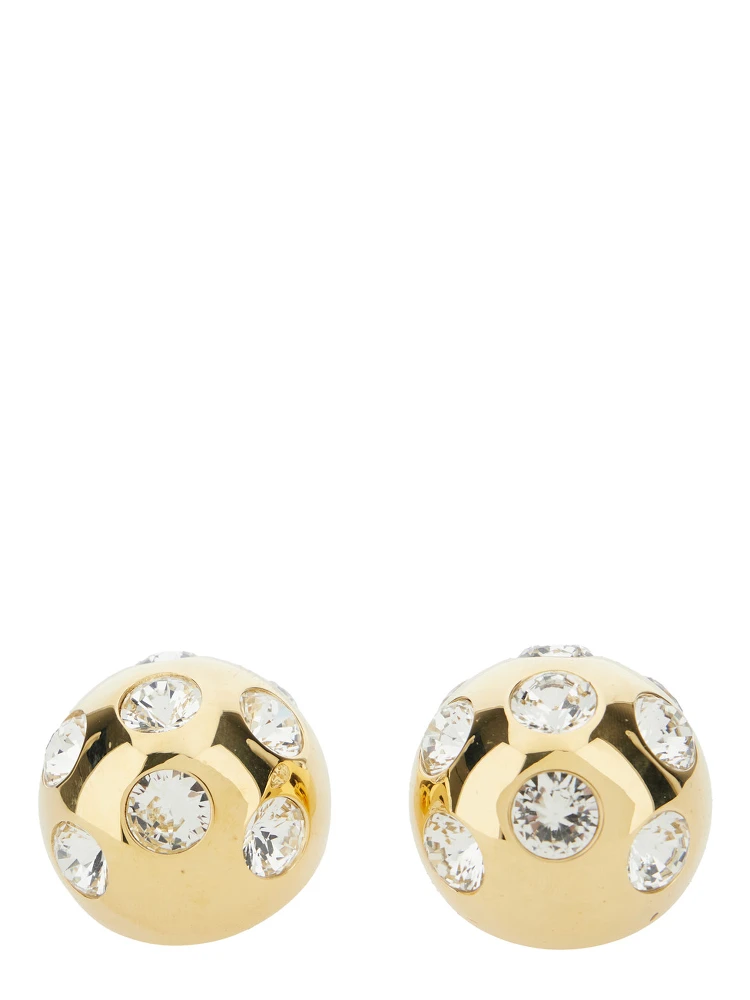 Salon Gold-Colored Earrings with Snap Closure and Cristal Decorations in Copper Woman