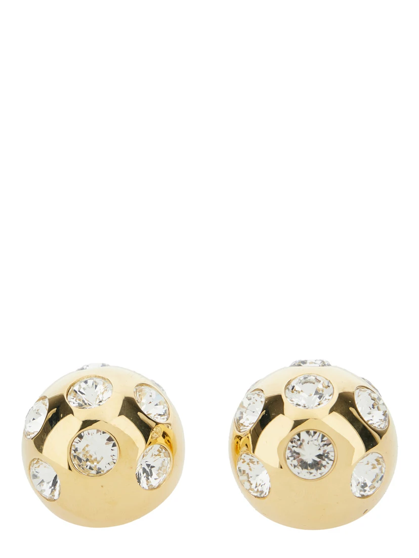 Salon Gold-Colored Earrings with Snap Closure and Cristal Decorations in Copper Woman