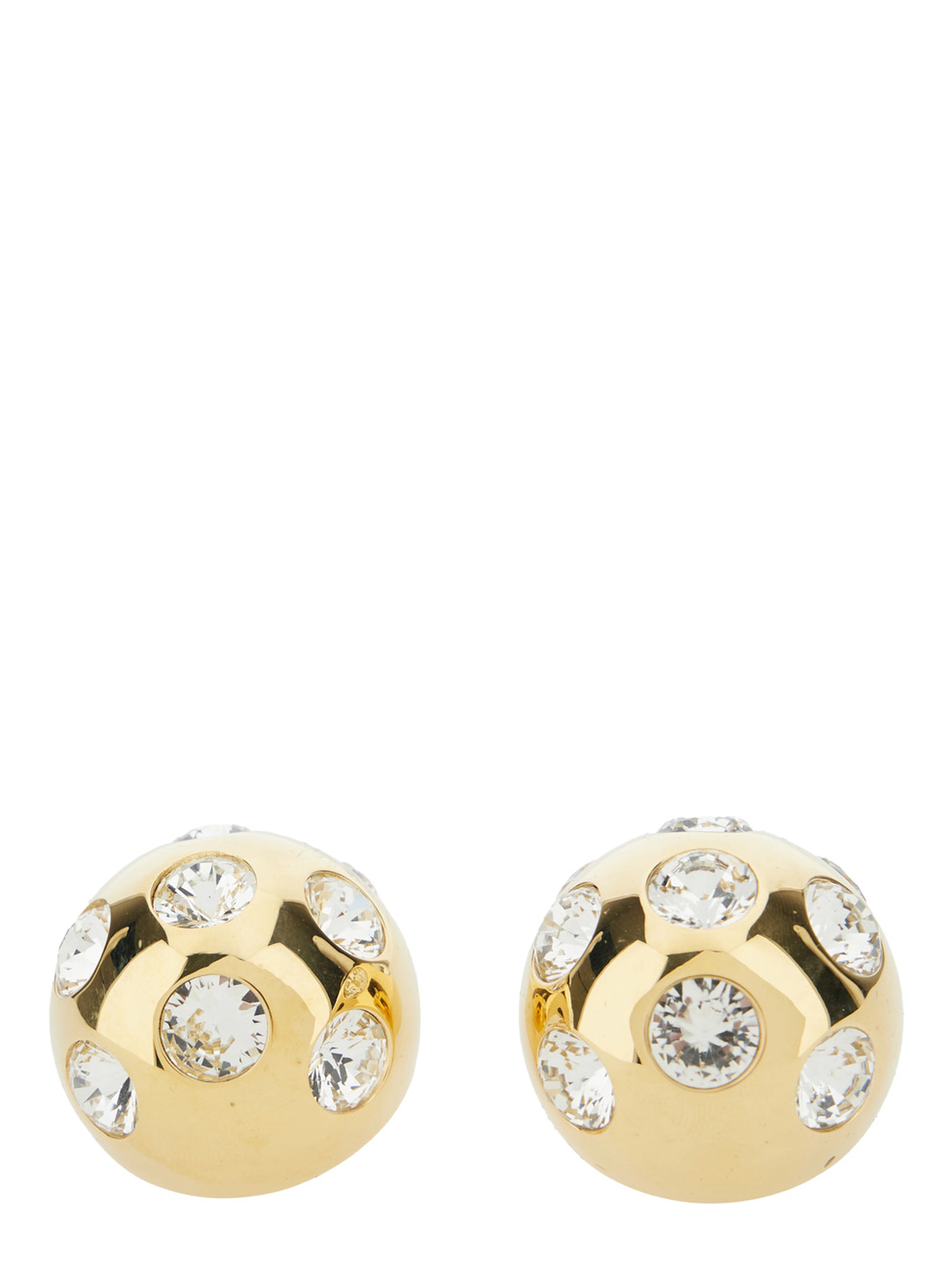 Salon Gold-Colored Earrings with Snap Closure and Cristal Decorations in Copper Woman