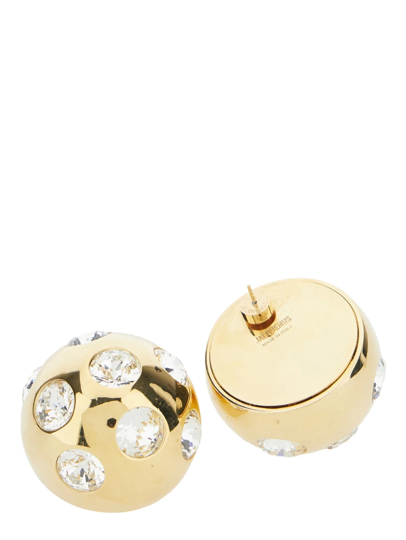 Salon Gold-Colored Earrings with Snap Closure and Cristal Decorations in Copper Woman