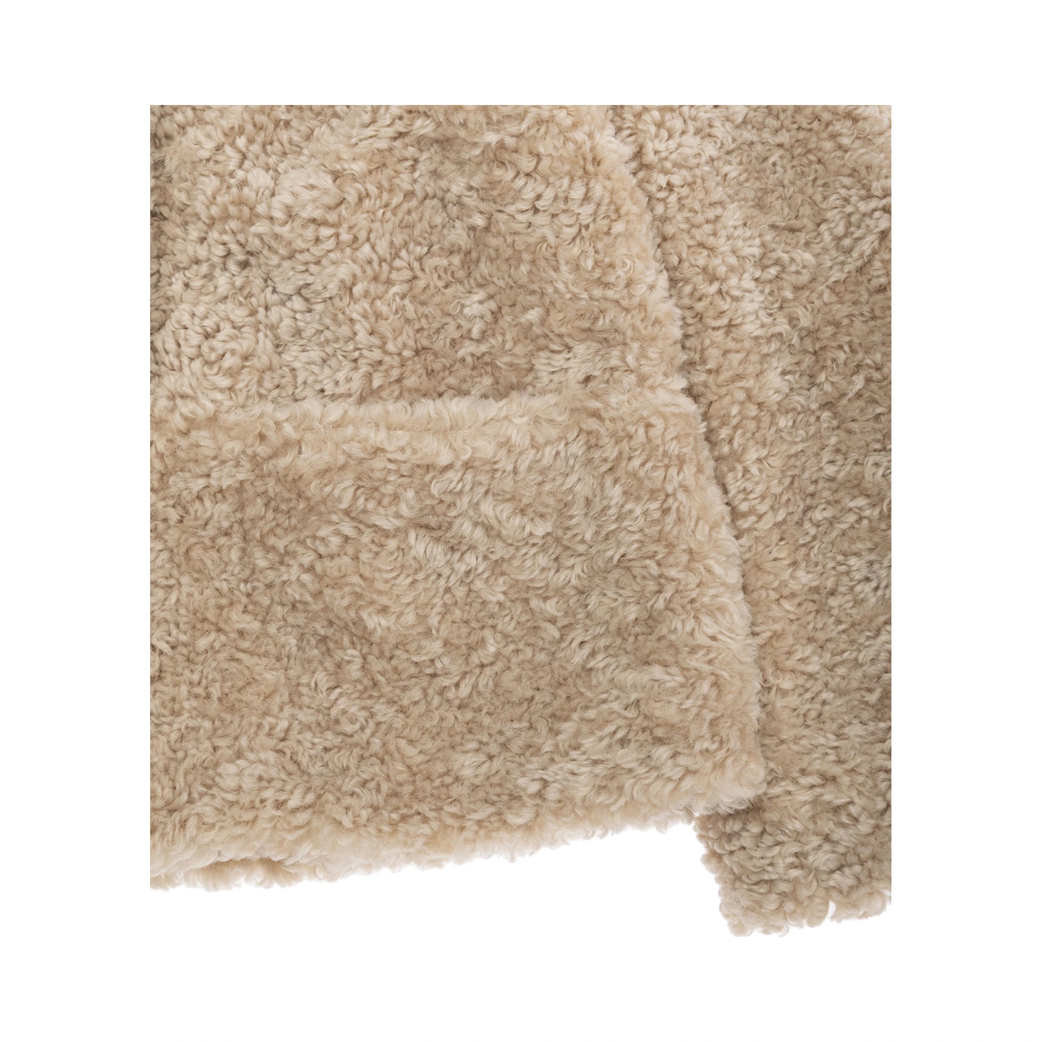 Beige Coat with Classic Collar and Two Front Pockets in Ecofur Girl