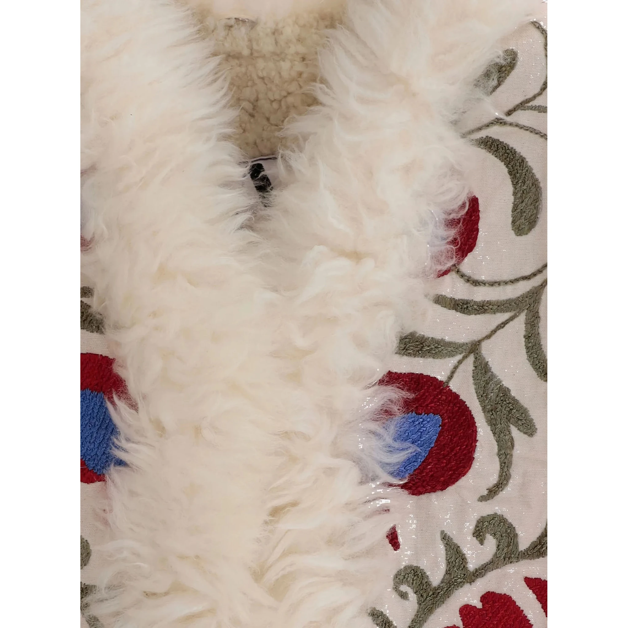 Multicolor Sleeveless Jacket with Fur Trims and All-Over Floral Motif in Cotton Woman