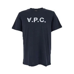 Blue Crewneck T-Shirt with Logo on the Front in Cotton Woman