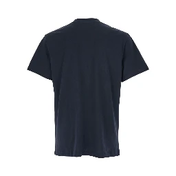 Blue Crewneck T-Shirt with Logo on the Front in Cotton Woman