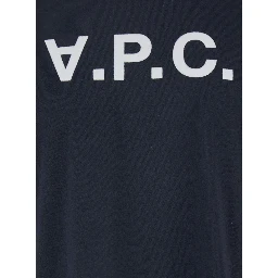 Blue Crewneck T-Shirt with Logo on the Front in Cotton Woman