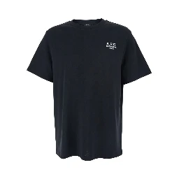 Black Crewneck T-Shirt with Logo Embroidered on the Front in Cotton Man