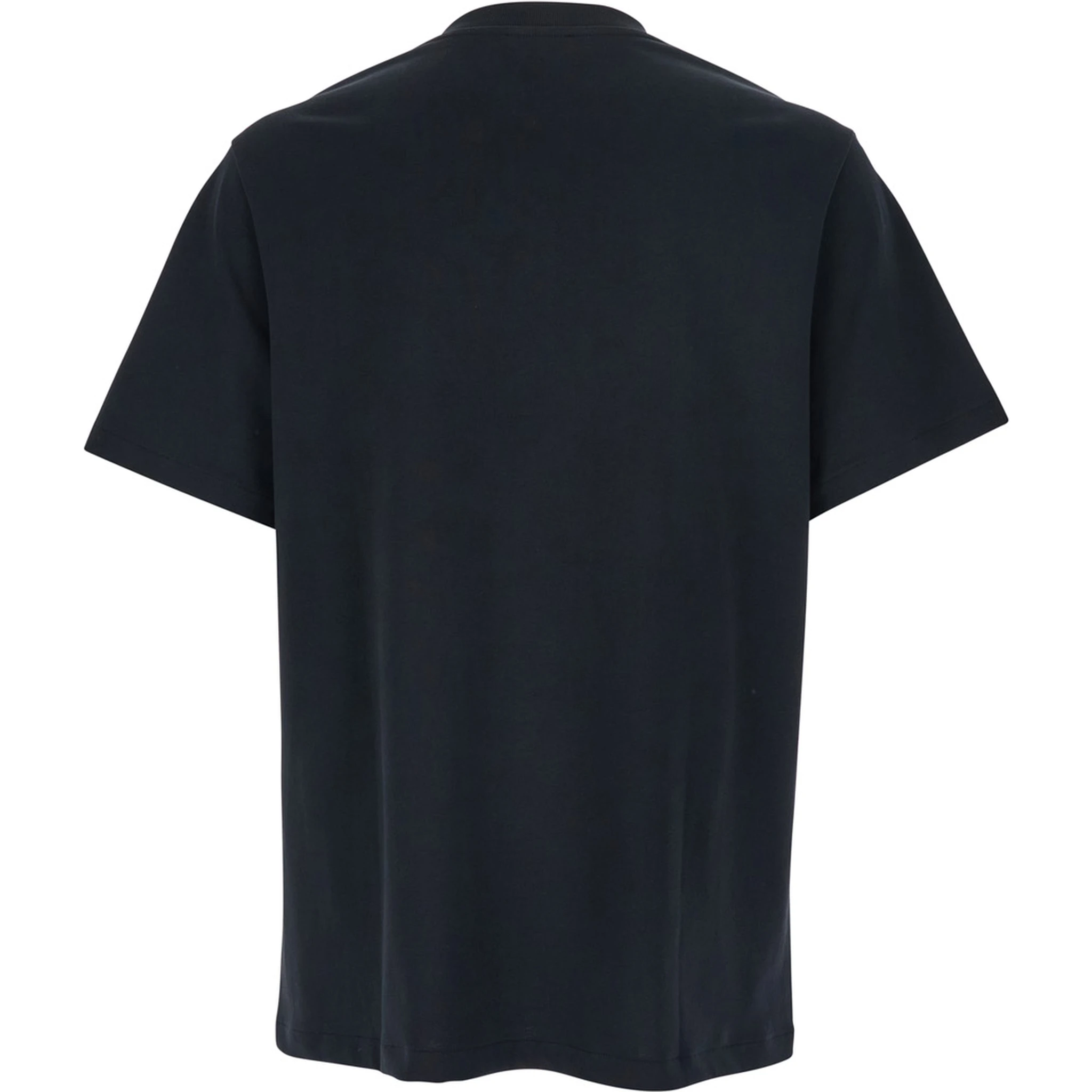 Black Crewneck T-Shirt with Logo Embroidered on the Front in Cotton Man