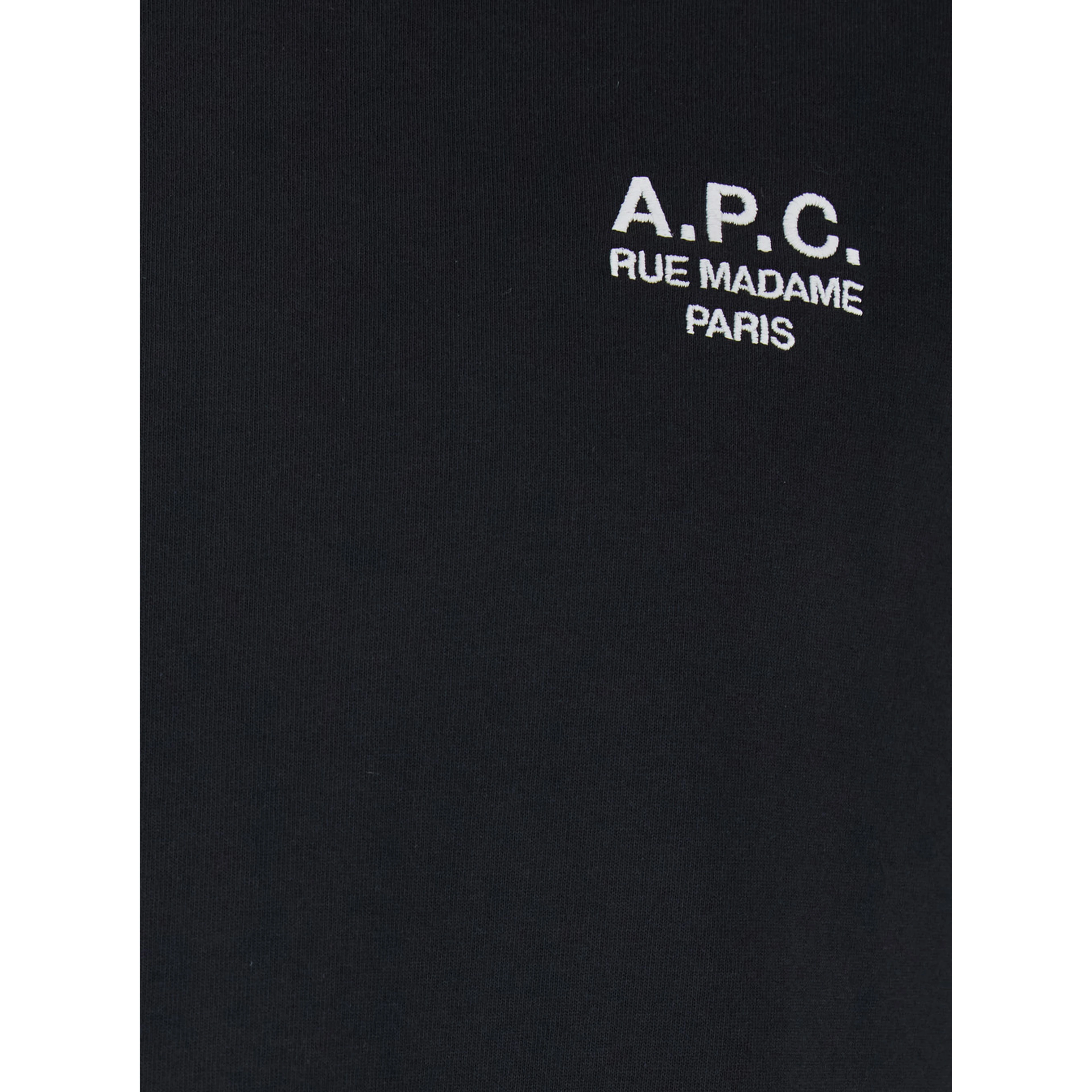 Black Crewneck T-Shirt with Logo Embroidered on the Front in Cotton Man