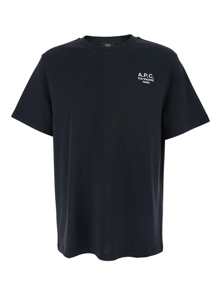 Black Crewneck T-Shirt with Logo Embroidered on the Front in Cotton Woman