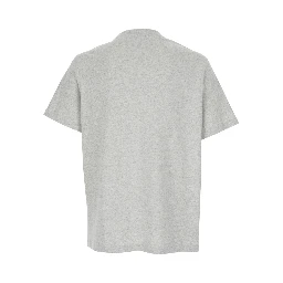 Grey Crewneck T-Shirt with Logo Embroidered on the Front in Cotton Man