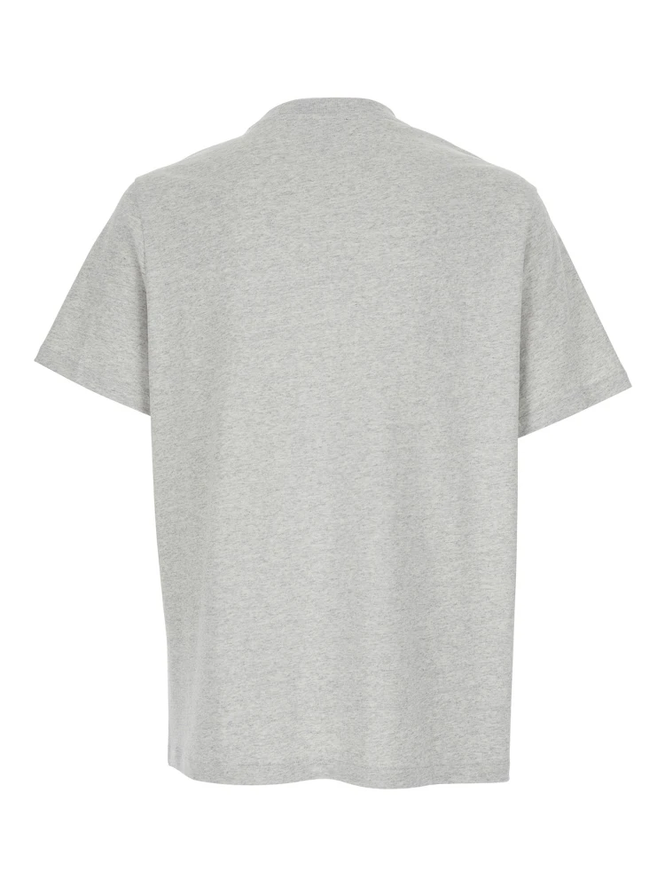Grey Crewneck T-Shirt with Logo Embroidered on the Front in Cotton Man alternative