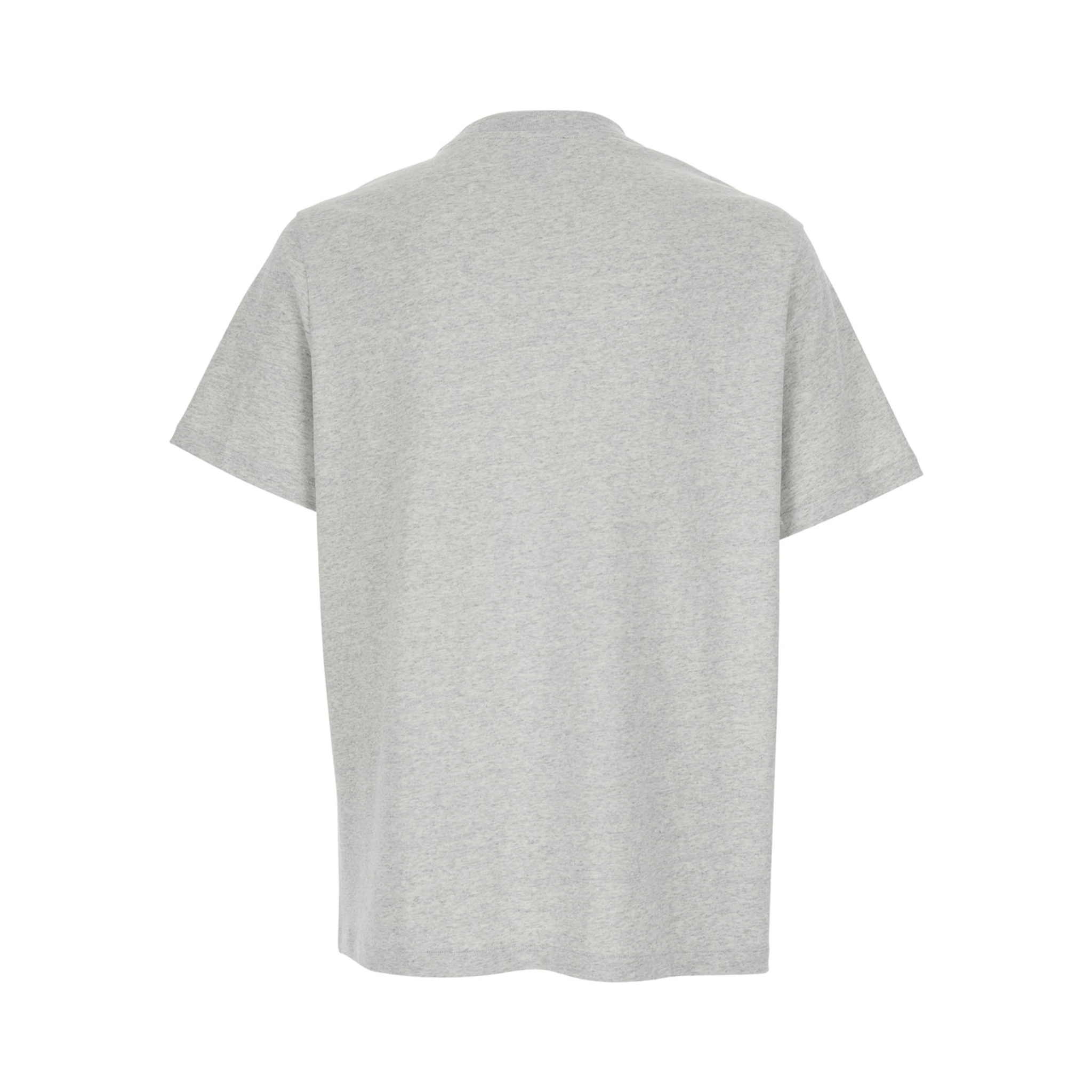 Grey Crewneck T-Shirt with Logo Embroidered on the Front in Cotton Man