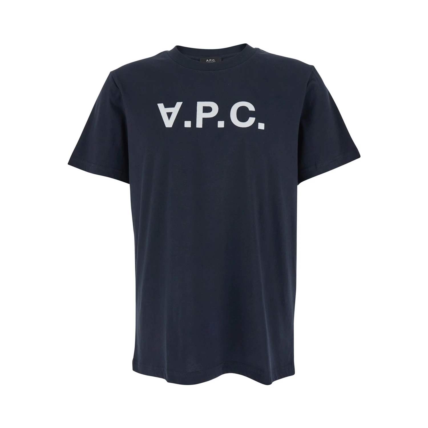 Blue Crewneck T-Shirt with Logo on the Front in Cotton MAn