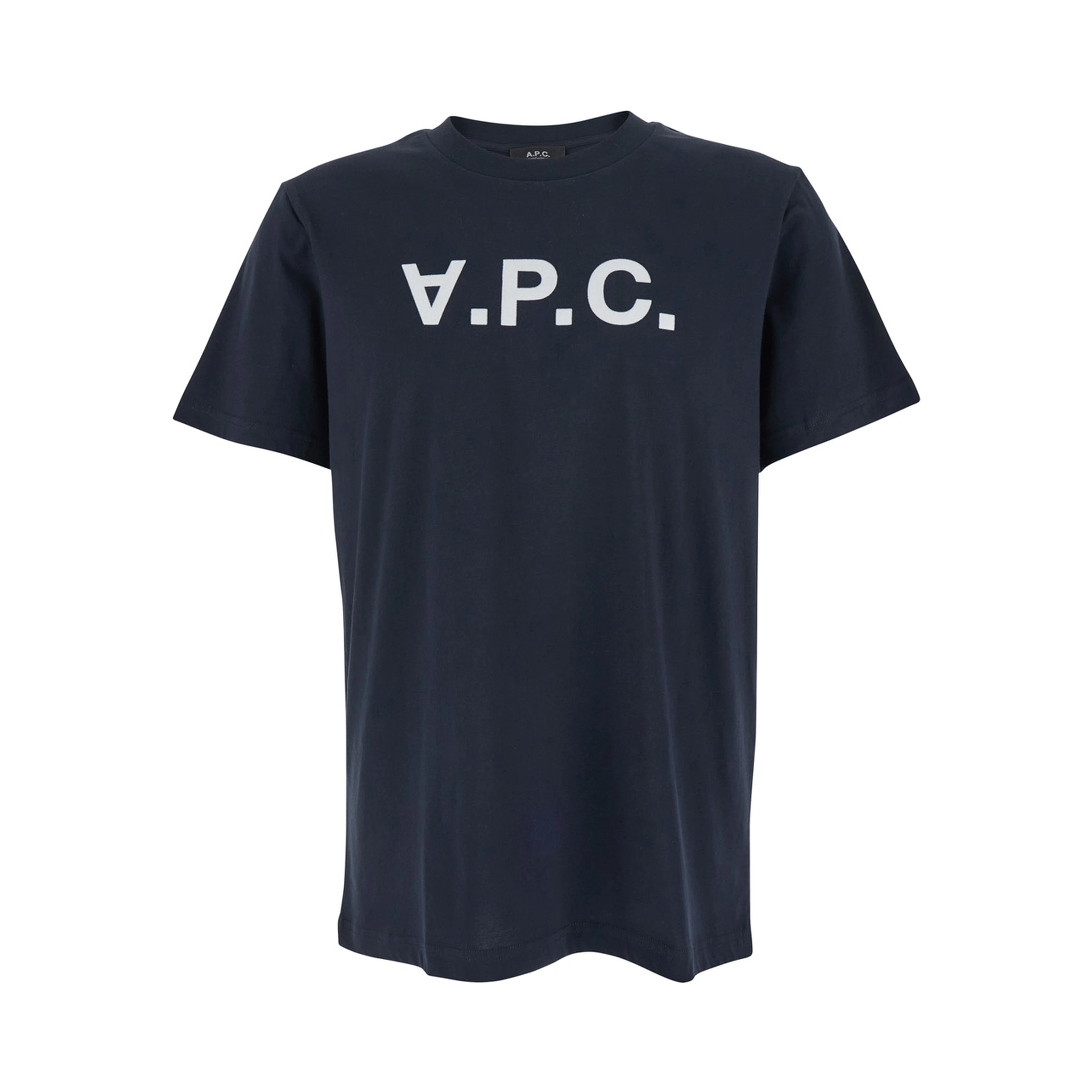 Blue Crewneck T-Shirt with Logo on the Front in Cotton MAn