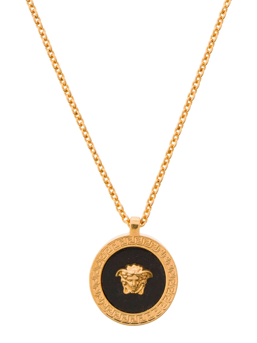 Gold-Colored Necklace with Medusa Charm in Metal Man
