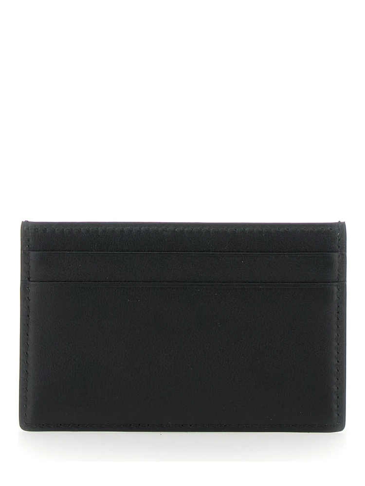 حامل بطاقات أسود اللون مزين بشعار حرف G مزدوج في الأمام، مصنوع من الجلد، للرجال alternative